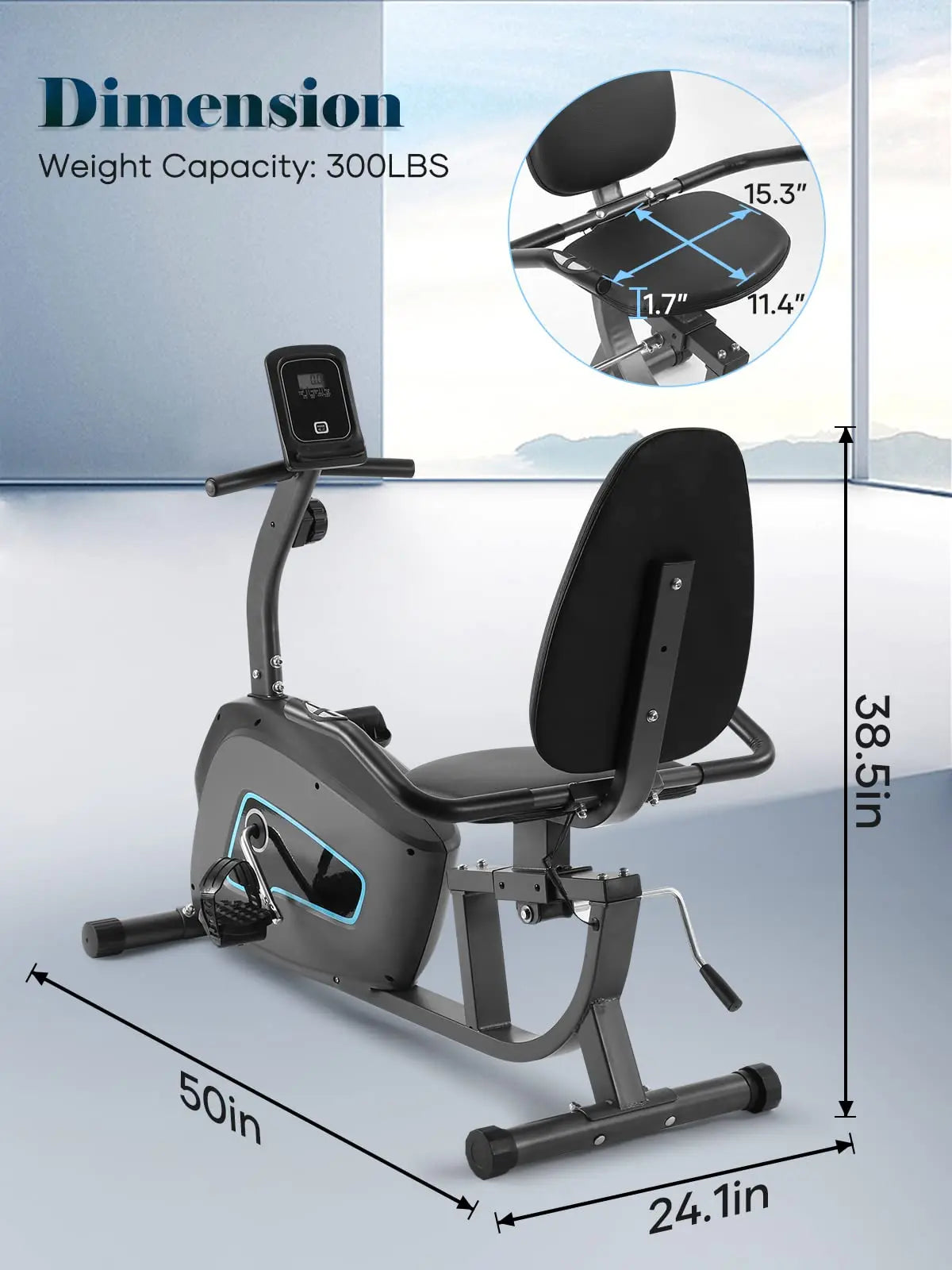 Recumbent Exercise Bike with Large Comfortable Seat & Heart Rate