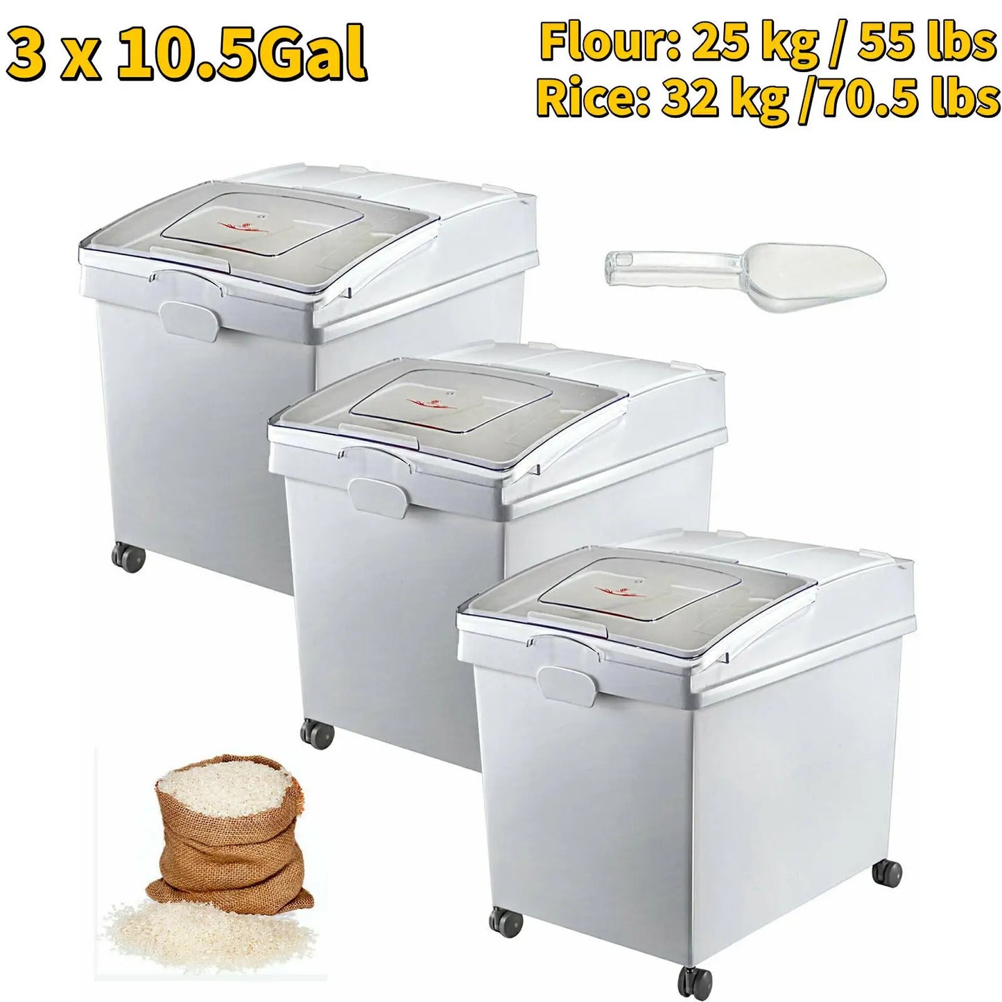 Storage Bin W/ Wheel & Scoop