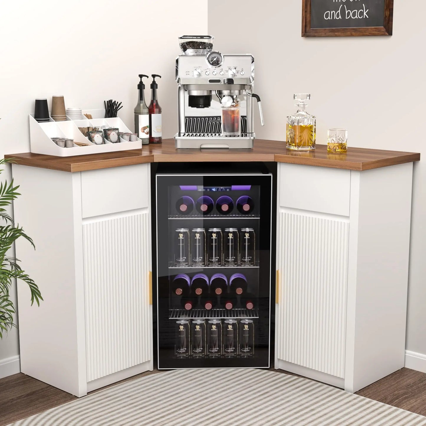 Bar Cabinet with Fridge Space, Storage,