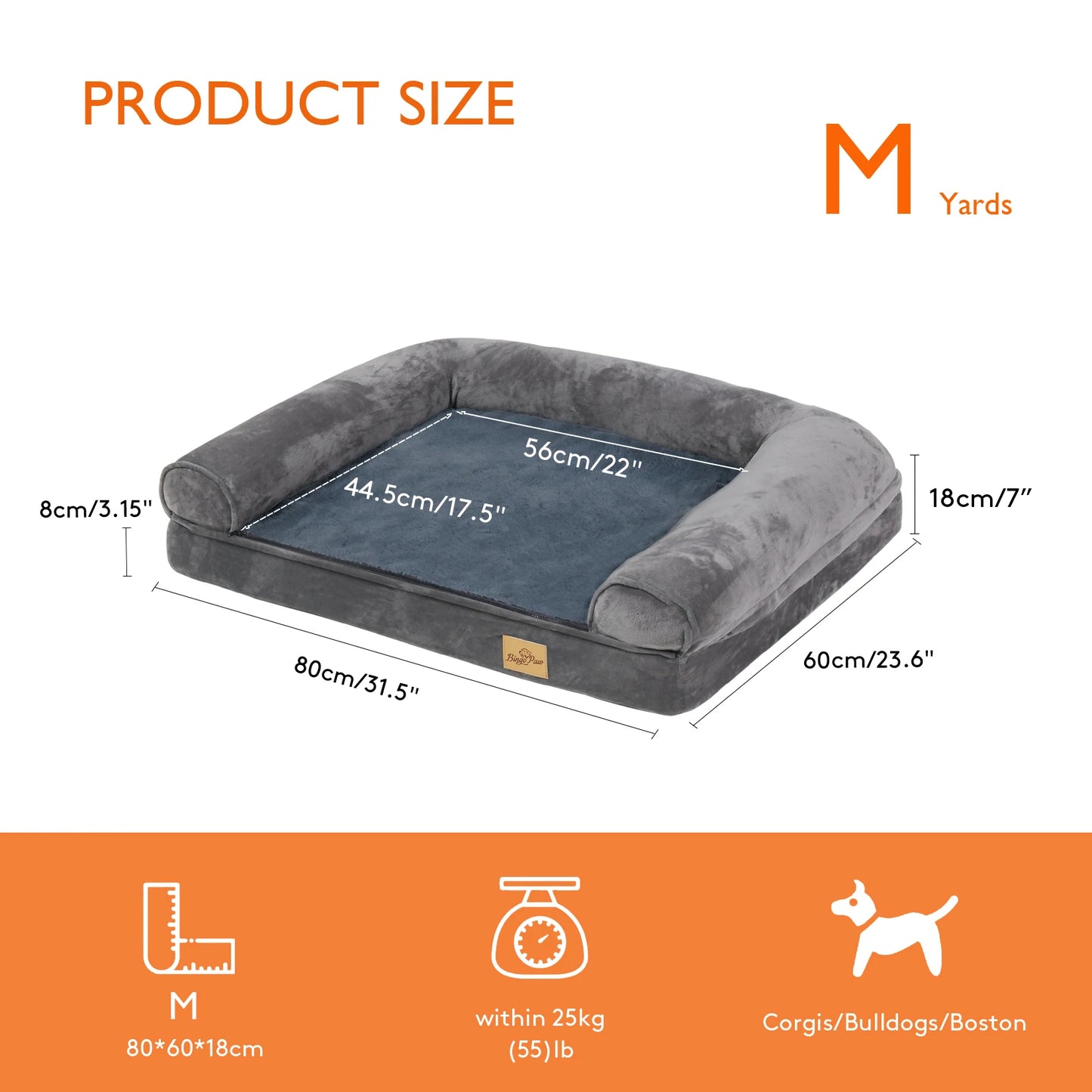 Dog Bed with Removable Washable Cover Soft Sponge Foam