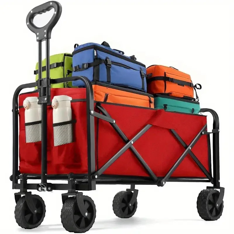 Portable Wagons for Groceries, with All-Terrain Wheels Drink Holders