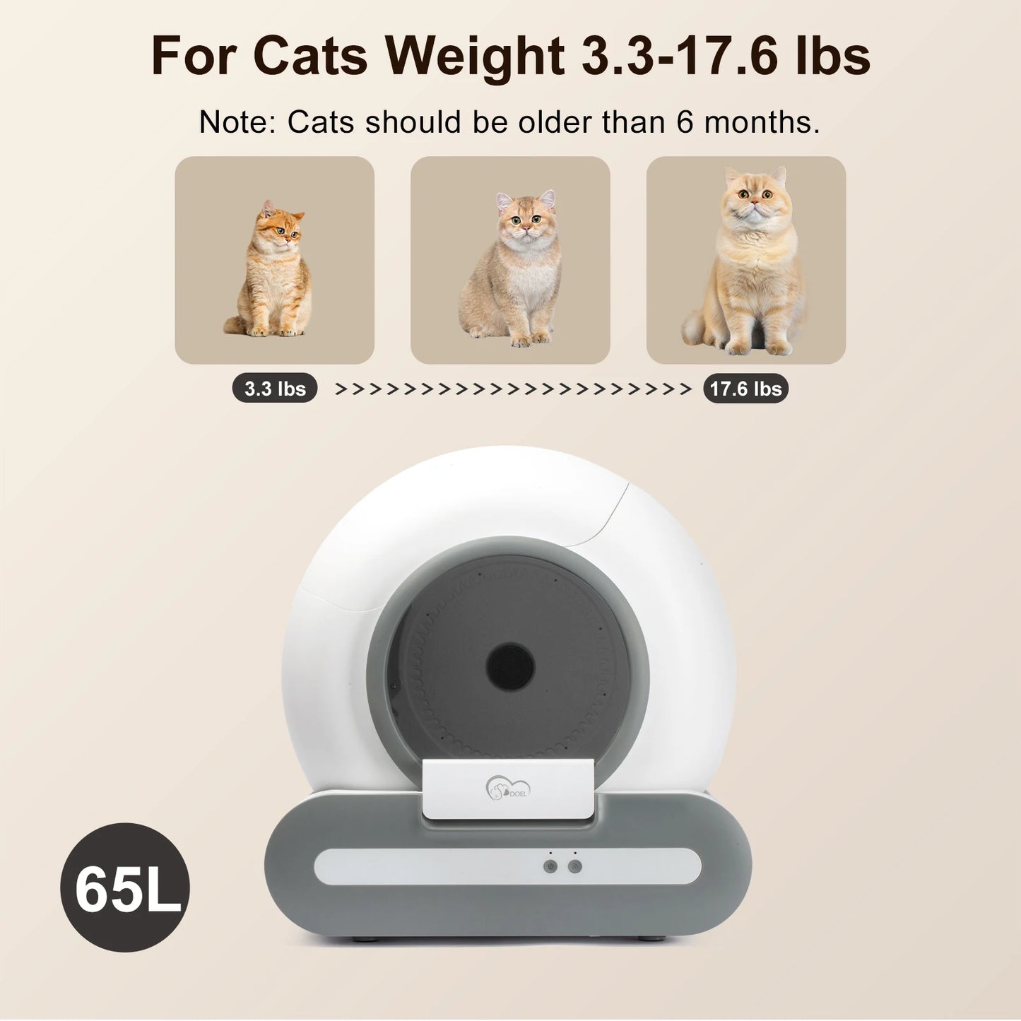Self-Cleaning Cat Litter Box App Control, w/Litter Mat&Trash Bags,