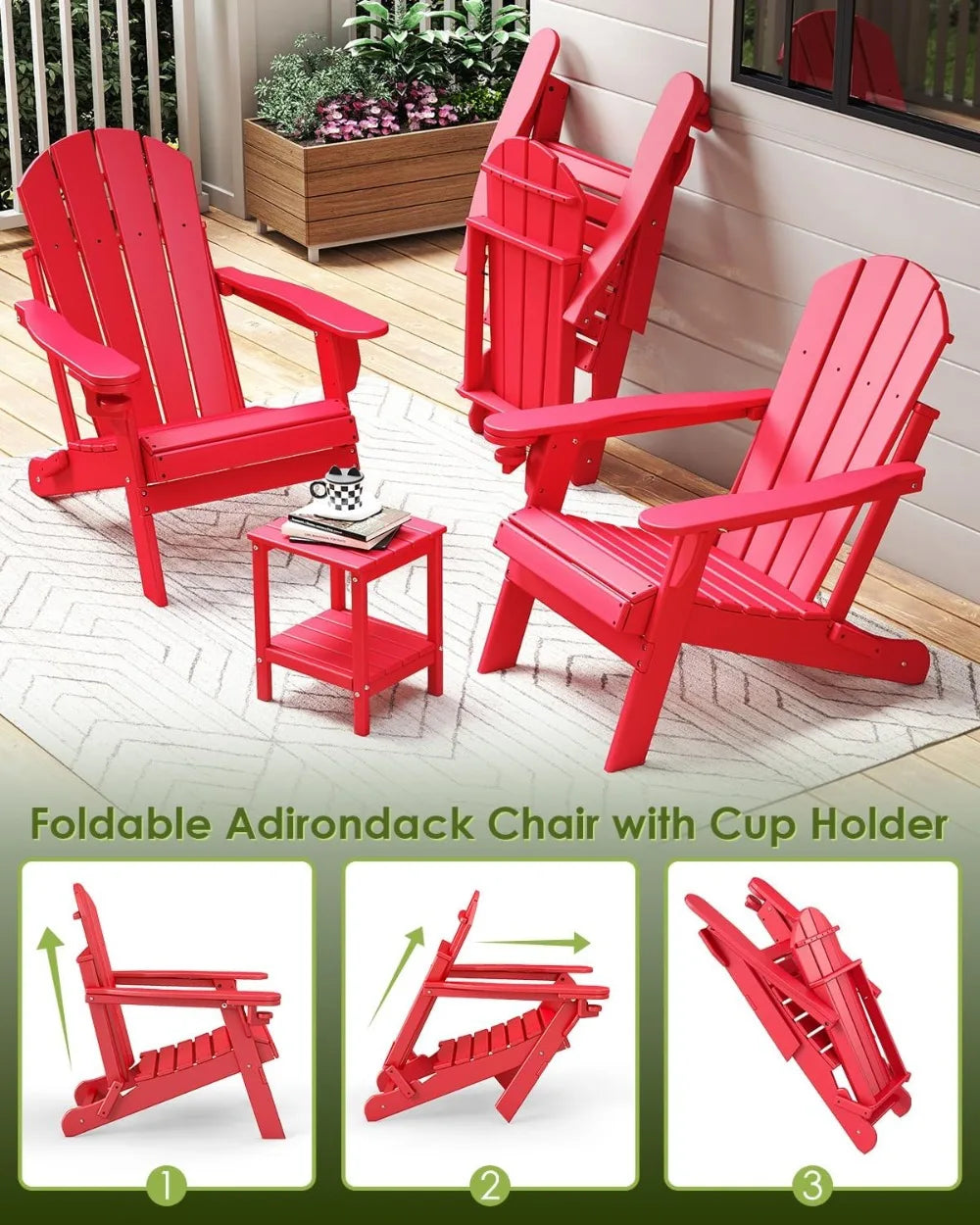 Foldable Adirondack Chairs Set of 2