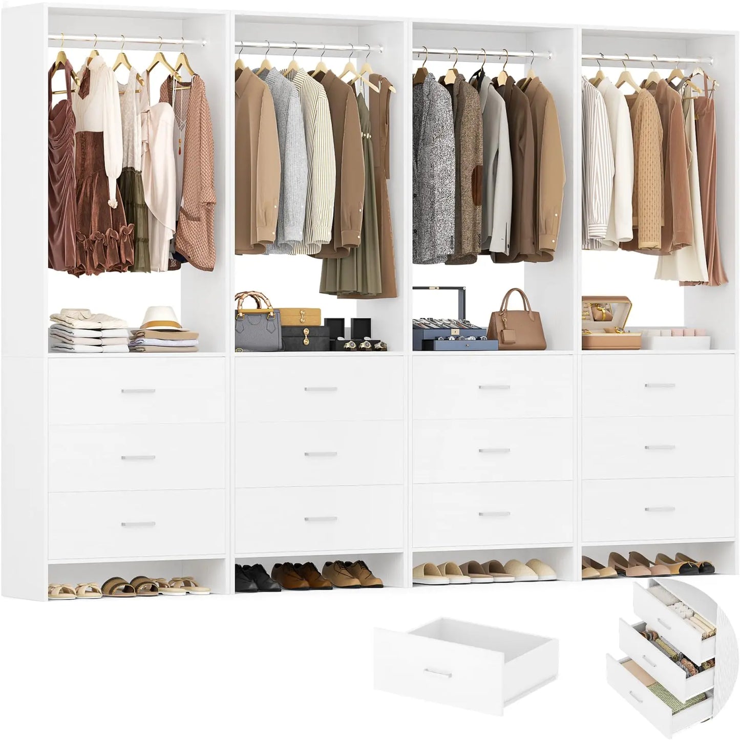 Wood Closet System Walk-in Closet Organizer Wardrobe Storage