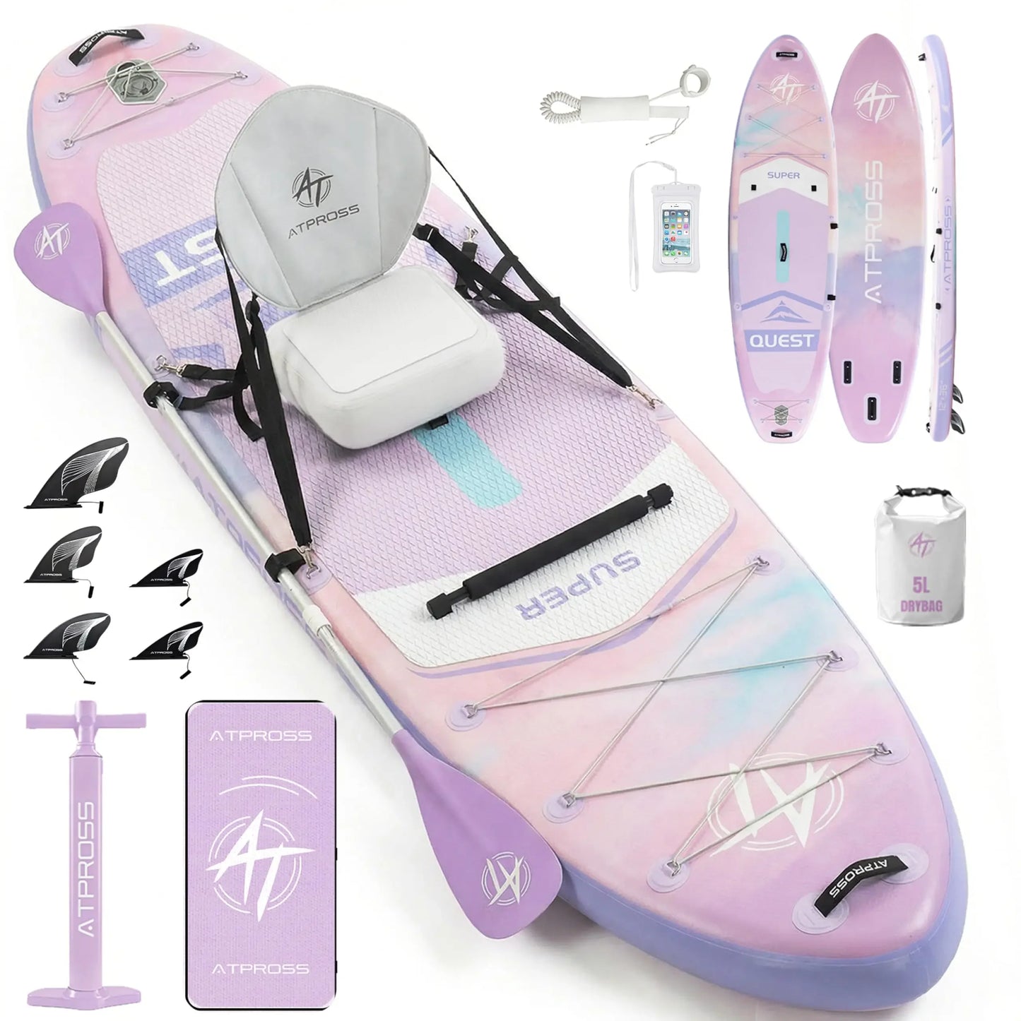 12'x36 Inflatable Paddle Board, 500lbs Extra Wide Stand Up Paddleboard for Adults with Premium SUP Accessories Kit & Backpack
