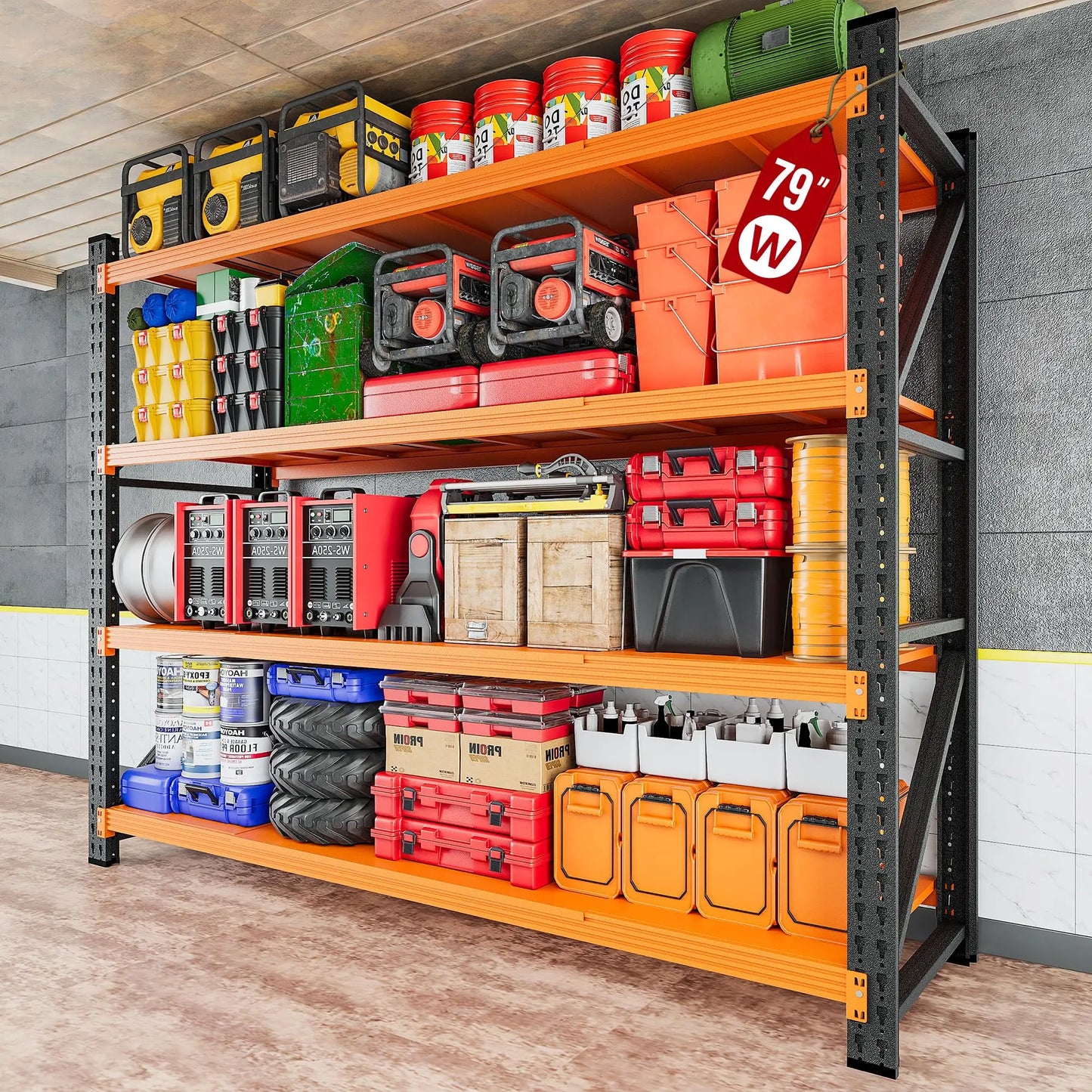 Heavy Duty Garage Shelving Units, Black Metal