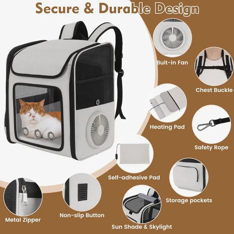 Expandable Cat Carrier Backpack for Cats and Small Dogs
