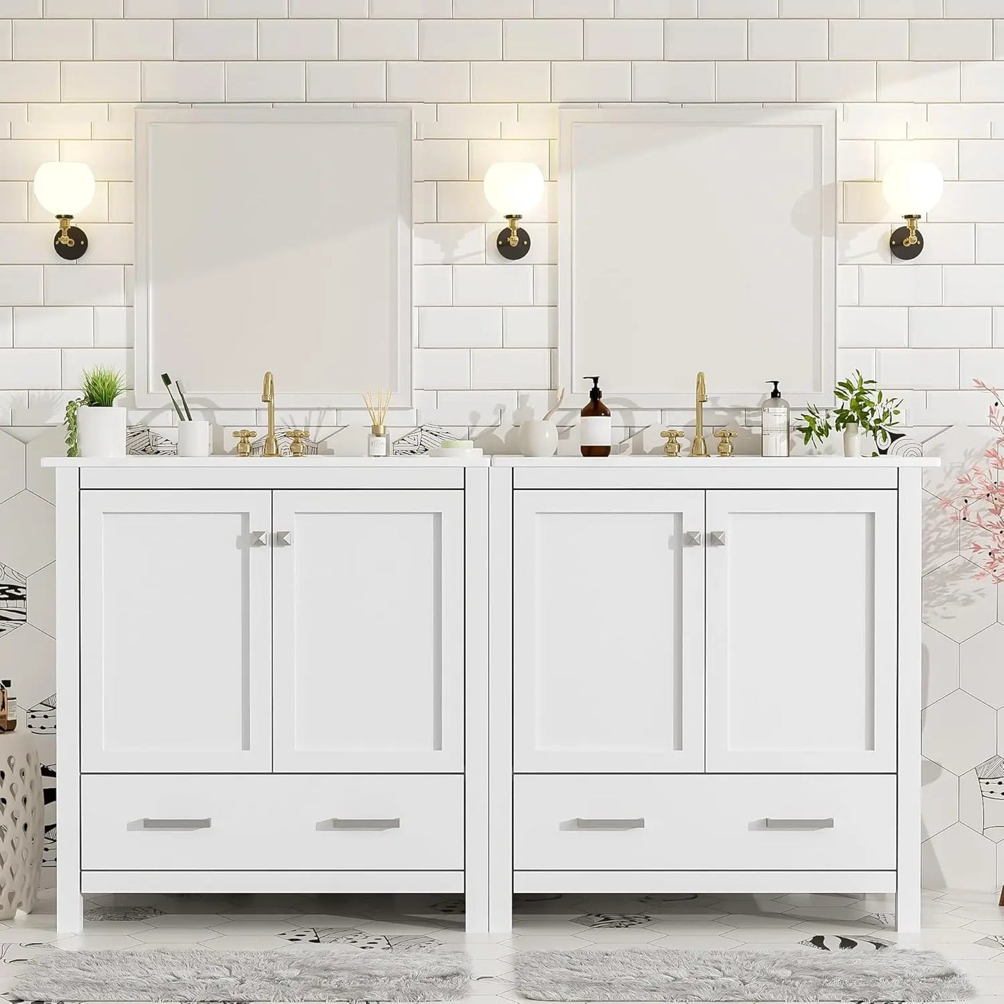 Double Sink Bathroom Vanity Solid Wood