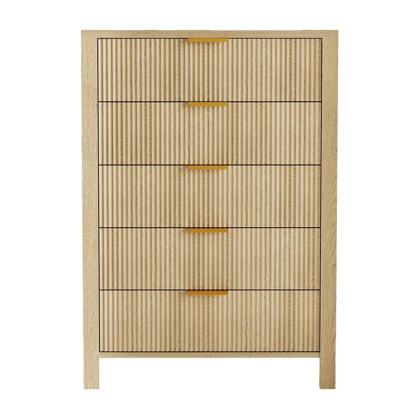 5-Drawer Oak Dresser With Gold Handles,