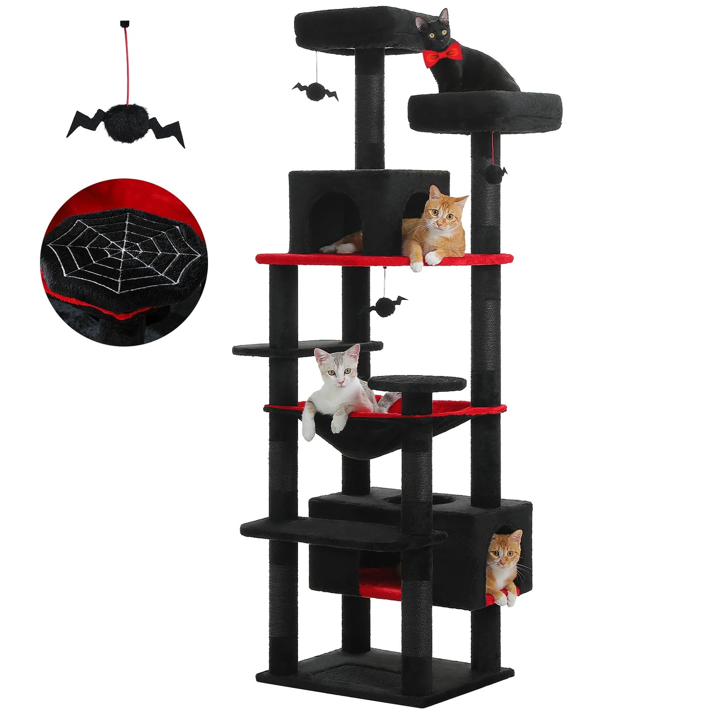 Cat Tree & Tower for Indoor Cats With Scratching Posts, Hammock, Padded Perches, and Condos