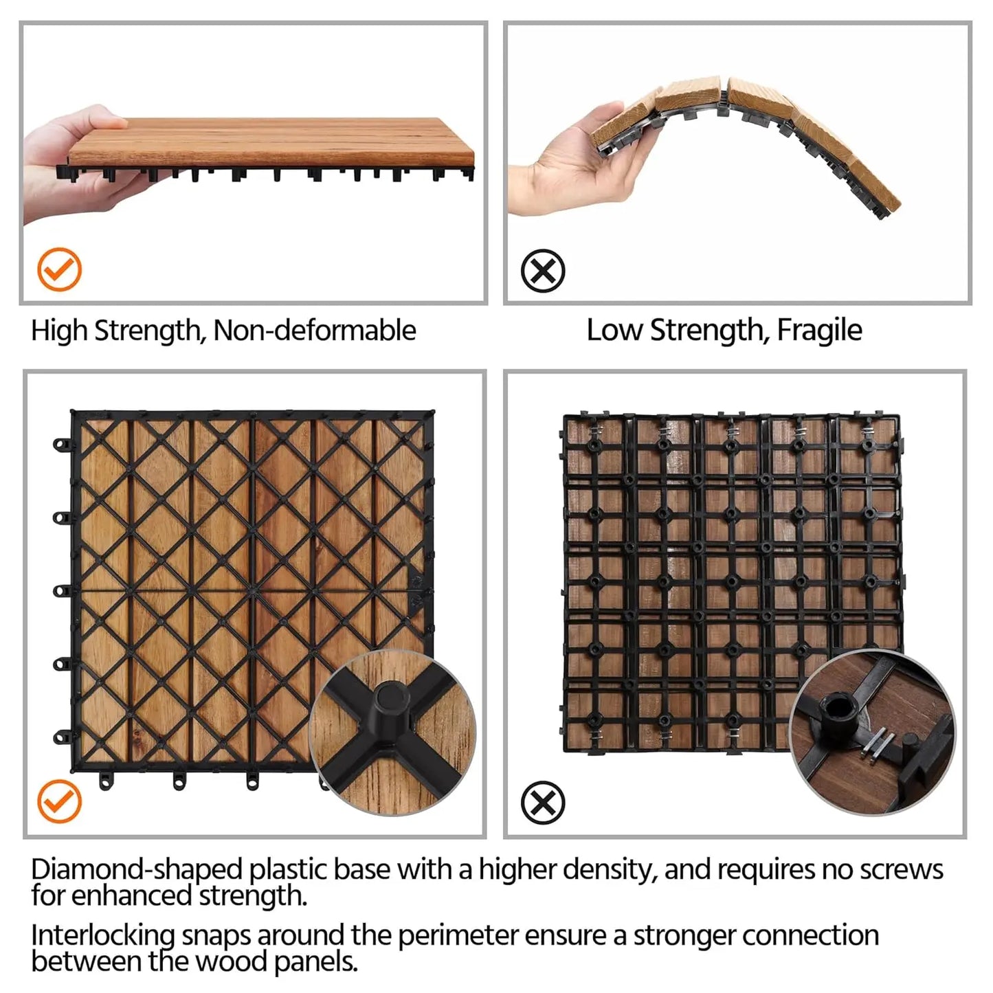 Wood Interlocking Flooring Tiles