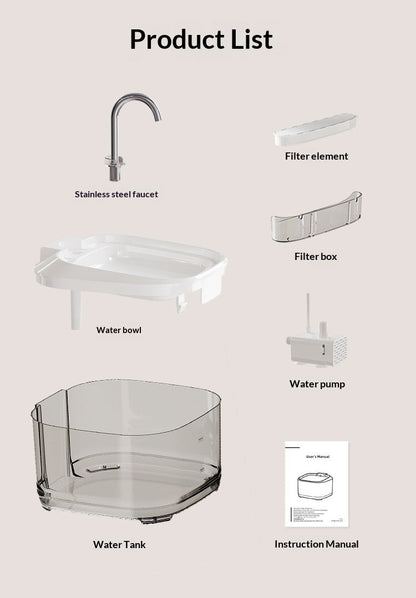 Large Capacity Fully Transparent Automatic Circulating Filtered Pet Water Fountain