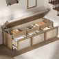 TREXM 48" Entryway Shoe Bench, Retro Style with Rattan Drawers