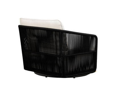 Alpine Teak Wood Modern Swivel Outdoor Arm Chair – Black