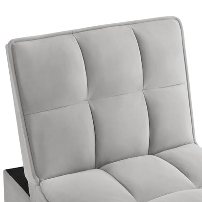 4 in 1 Multi-Function Single Sofa Bed with Storage Pockets Gray