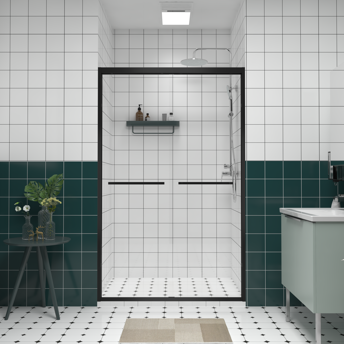 Aluminum Frame Double Sliding Shower Door