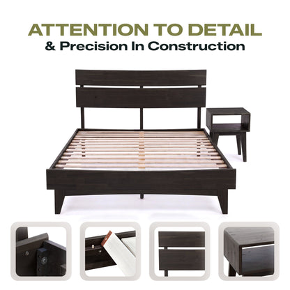 [Buy 1 Get 1] Aurora Solid Wood Bed Frame & Nightstand