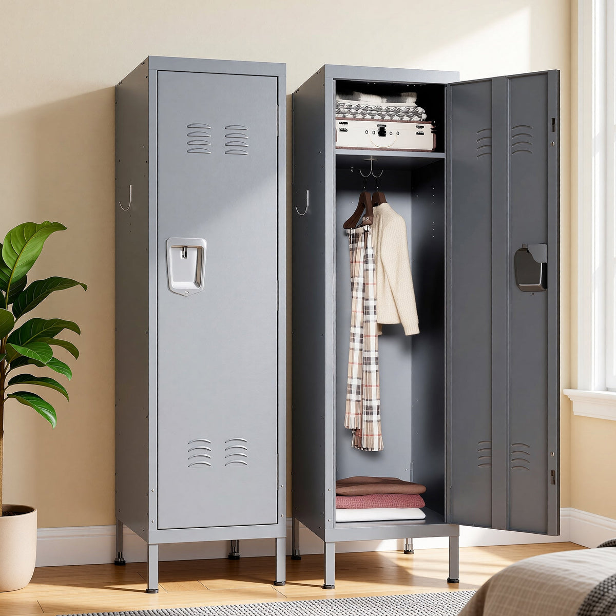 55" Tall Metal Wardrobe Cabinet