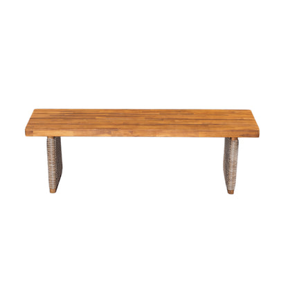 Outdoor Acacia Wood Bench Set of 2
