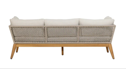 Cypress Teak Wood Sofa Set with Beige Rope Design – Modern Outdoor Lounge