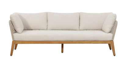 Cypress Teak Wood Sofa Set with Beige Rope Design – Modern Outdoor Lounge
