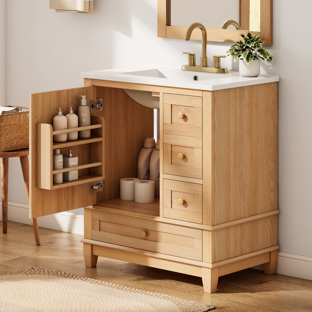 30" Bathroom Vanity with Ceramic Sink Top