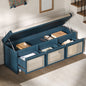 TREXM 48" Entryway Shoe Bench, Retro Style with Rattan Drawers
