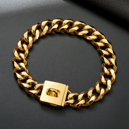 Stainless Steel Gold And Silver Buckle Pet Dog Necklace Collar