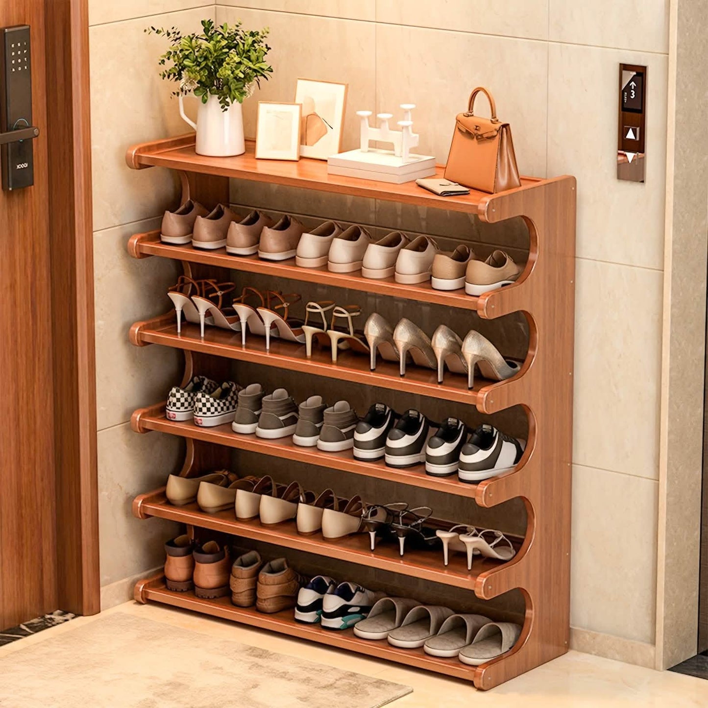 Bamboo Shoe Rack Organizer