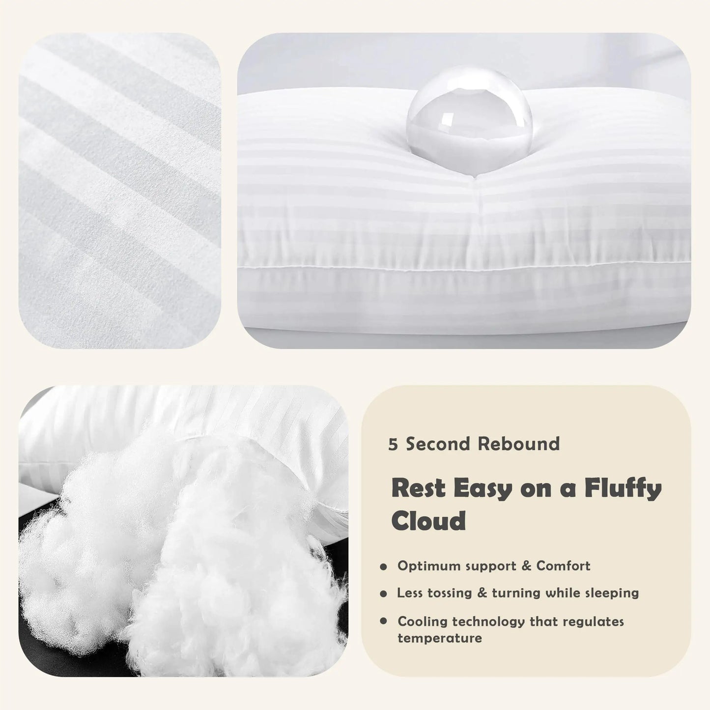 Hotel Stripe Pillows – Soft & Supportive Hotel Quality