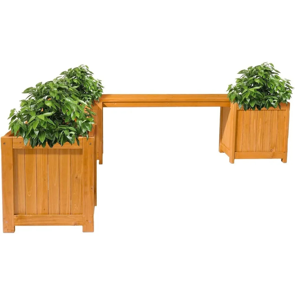 Outdoor Bench with Planter Boxes
