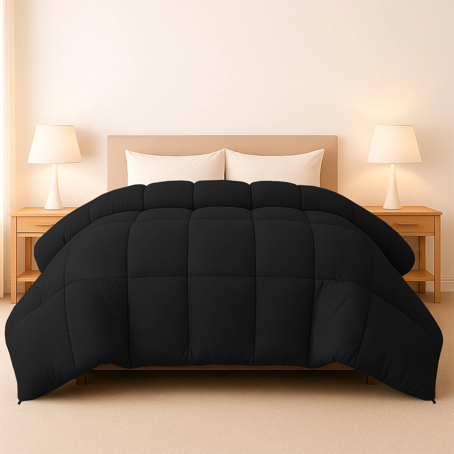 1 Piece Fluffy Duvet Insert with Box Stitch Design – Soft and Cozy
