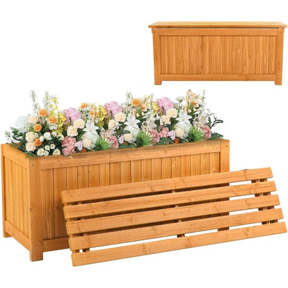 Outdoor Bench with Planter Boxes