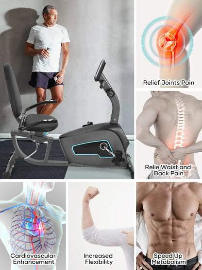 Recumbent Exercise Bike with Large Comfortable Seat & Heart Rate