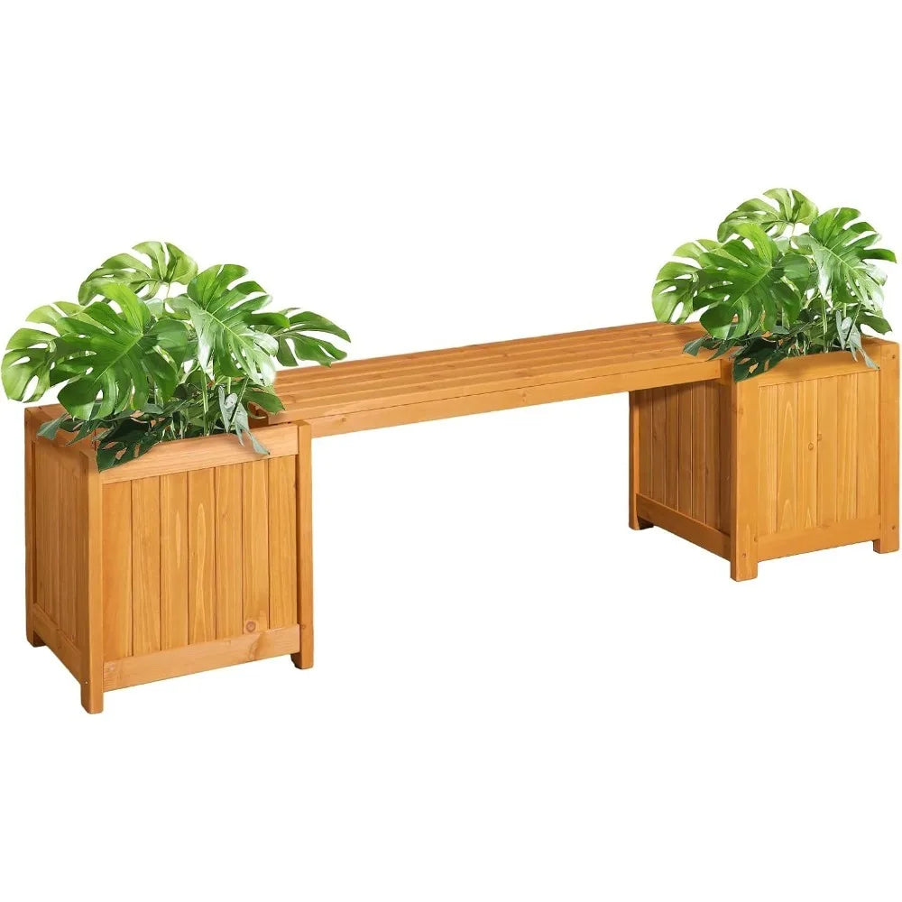 Outdoor Bench with Planter Boxes