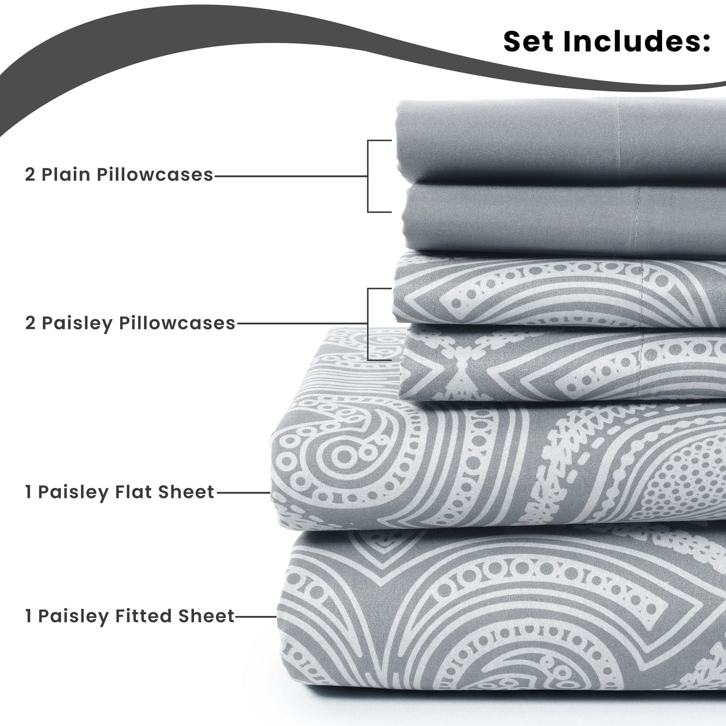 6Pc Paisley Sheet Set – Soft Microfiber, Wrinkle-Free, Luxurious