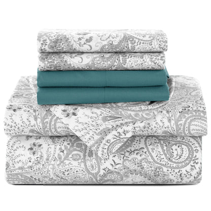 6Pc Paisley Sheet Set – Soft Microfiber, Wrinkle-Free, Luxurious
