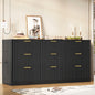 63" Dresser for Bedroom with 9 Drawers, Modern Dressers & Chest of Drawers with Metal Handles, Fluted Dresser, Wood Closet Cloth