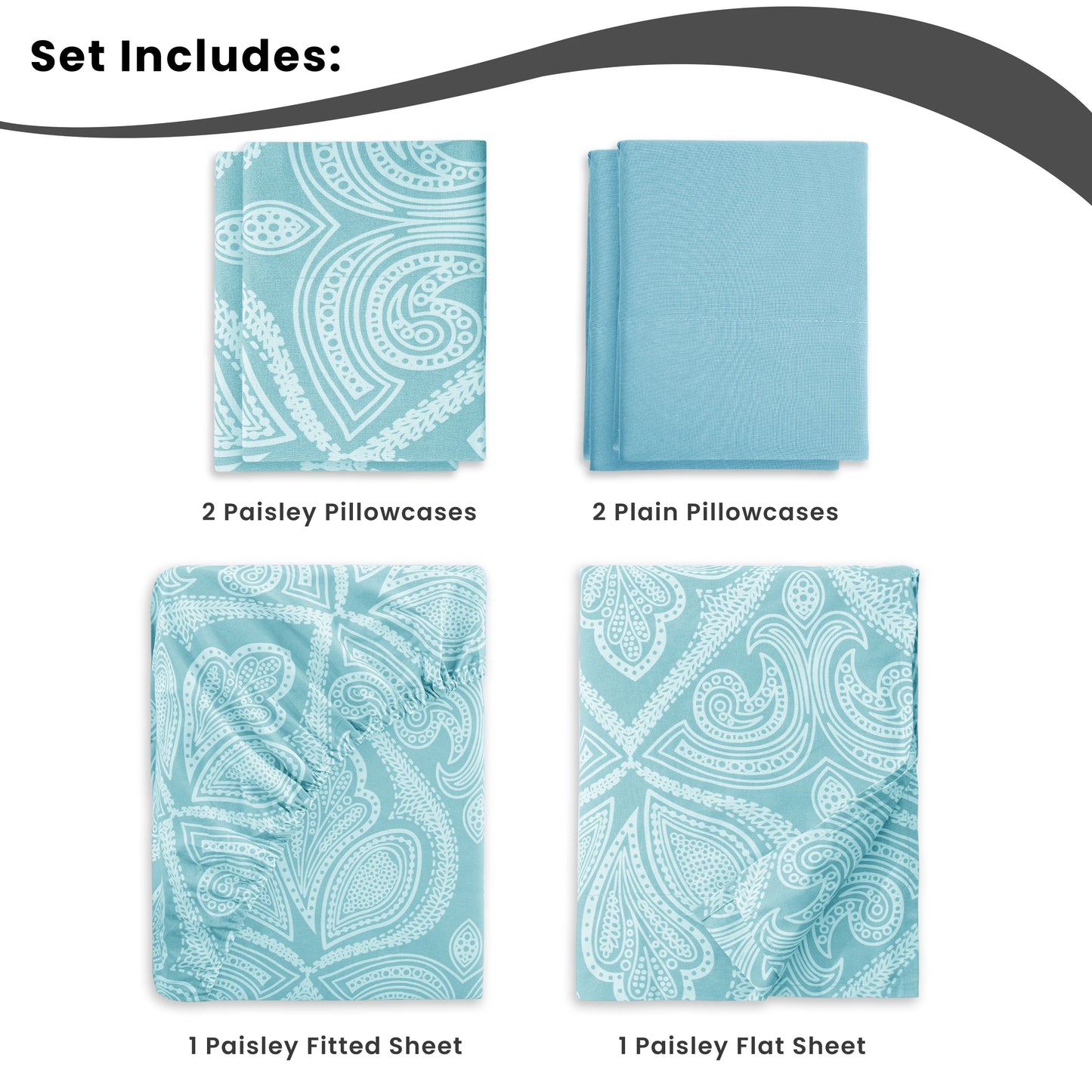 6Pc Paisley Sheet Set – Soft Microfiber, Wrinkle-Free, Luxurious