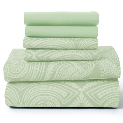 6Pc Paisley Sheet Set – Soft Microfiber, Wrinkle-Free, Luxurious
