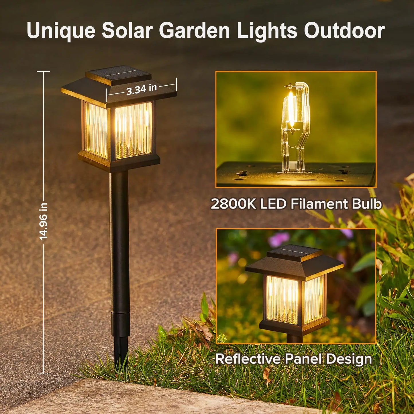 Solar Lighting Waterproof, Landscape Lighting for Garden Yard Patio Walkway Driveway
