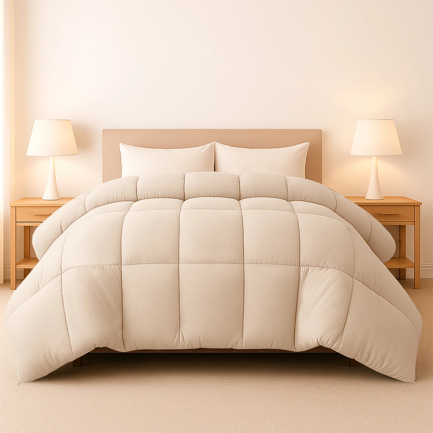 1 Piece Fluffy Duvet Insert with Box Stitch Design – Soft and Cozy