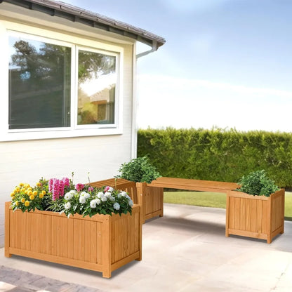 Outdoor Bench with Planter Boxes
