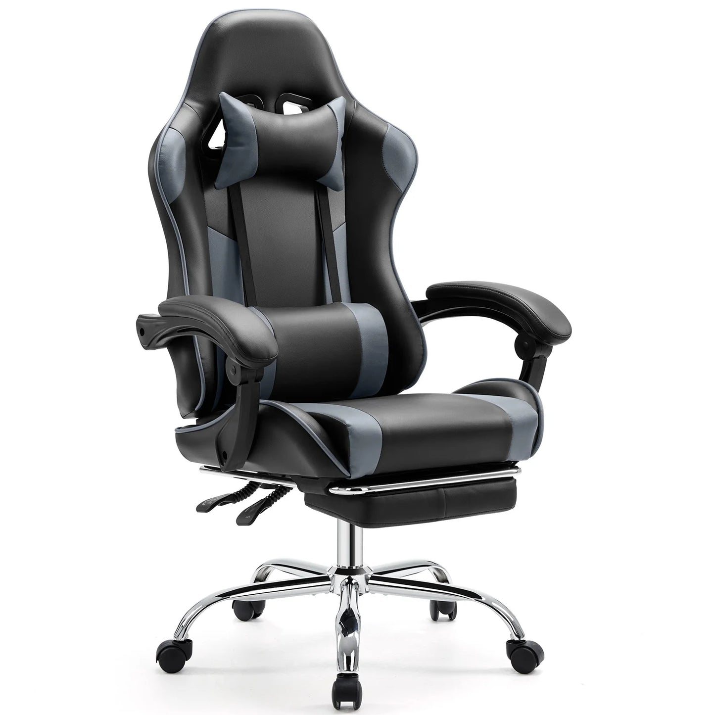 Chair Adjustable Swivel, Leather with Headrest and Lumbar Support