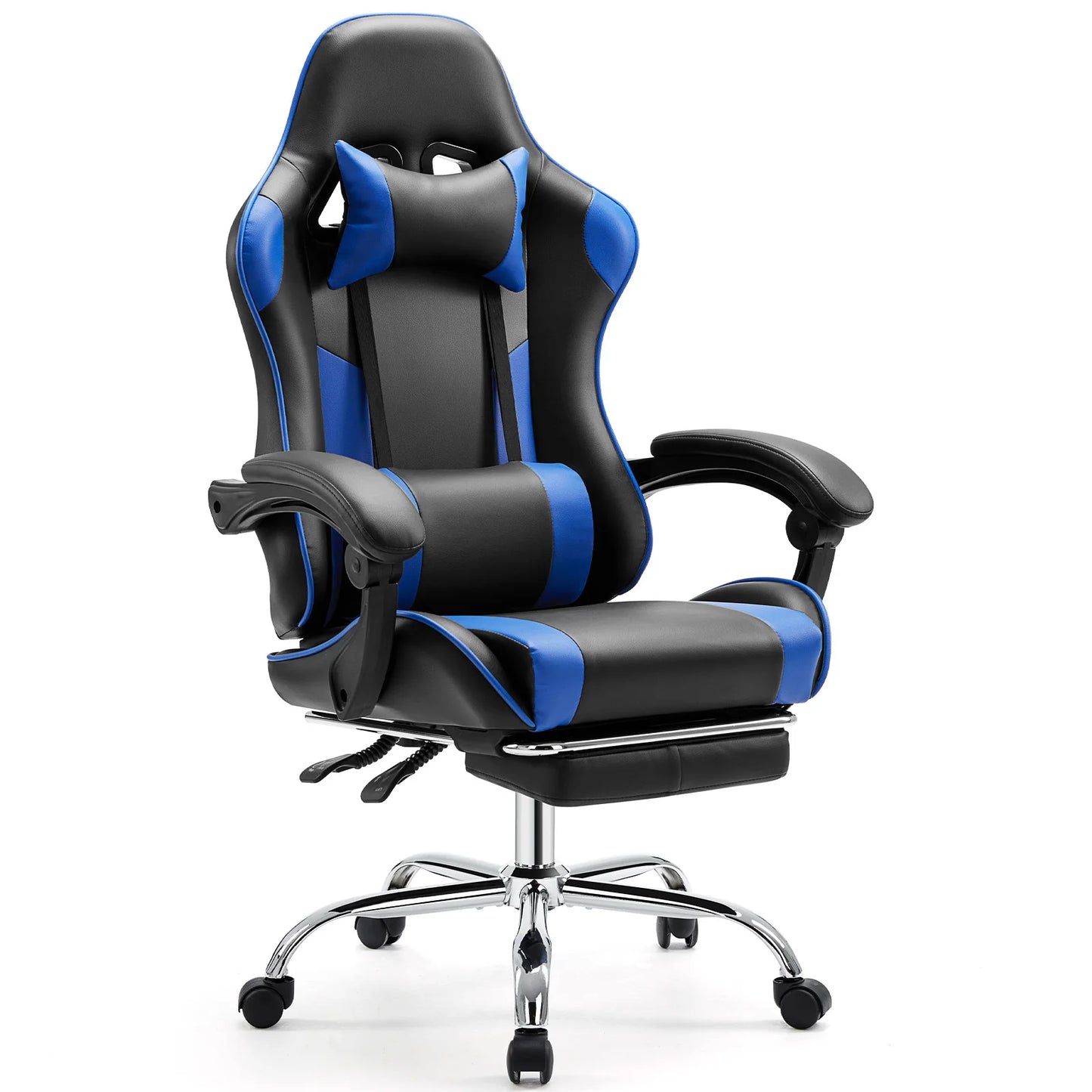 Chair Adjustable Swivel, Leather with Headrest and Lumbar Support