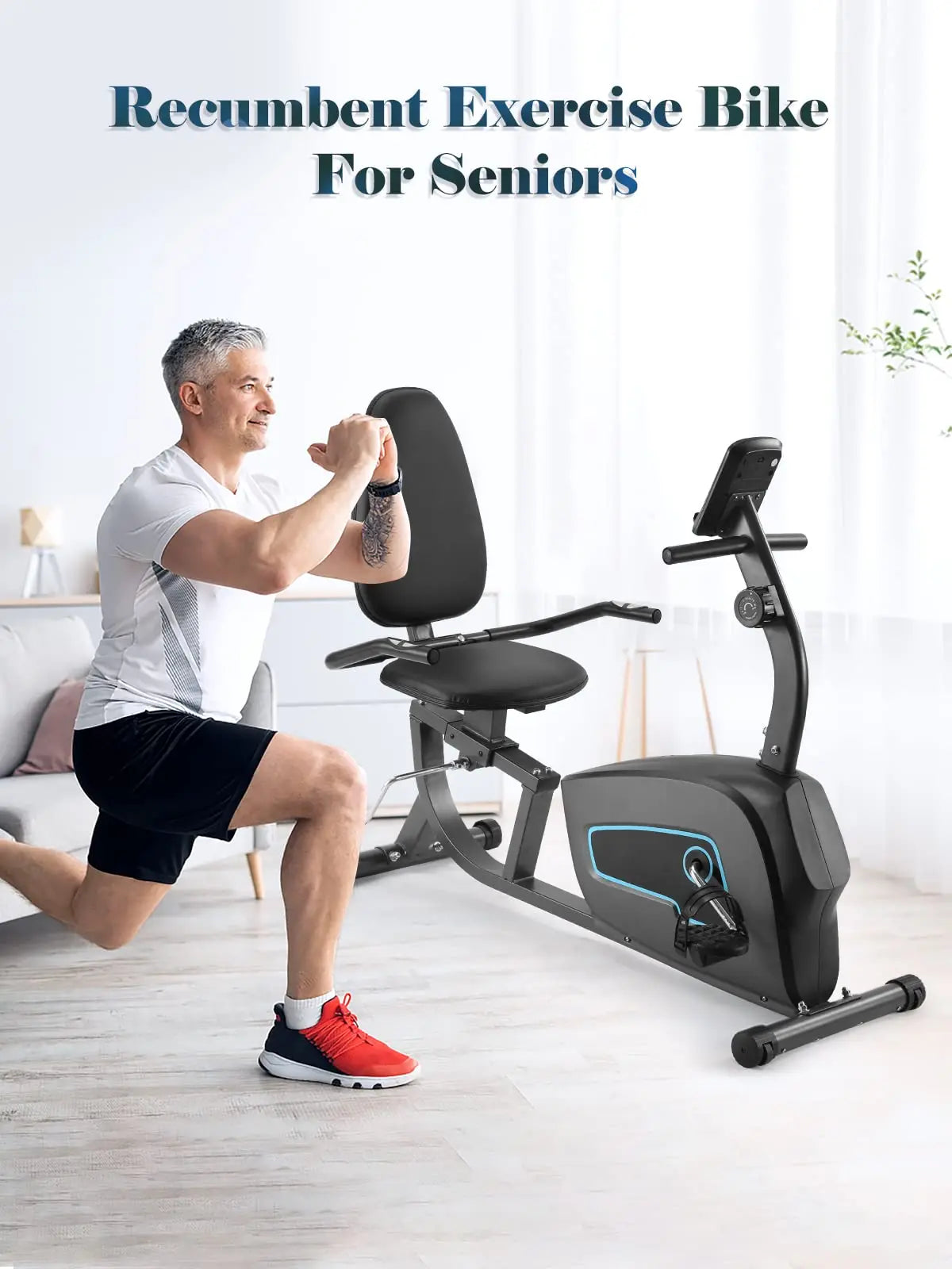 Recumbent Exercise Bike with Large Comfortable Seat & Heart Rate