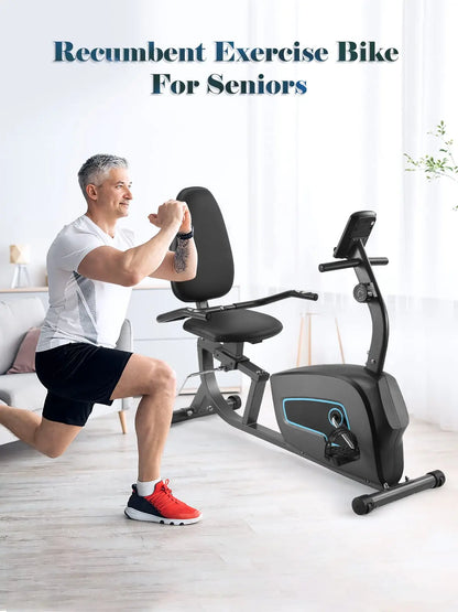 Recumbent Exercise Bike with Large Comfortable Seat & Heart Rate