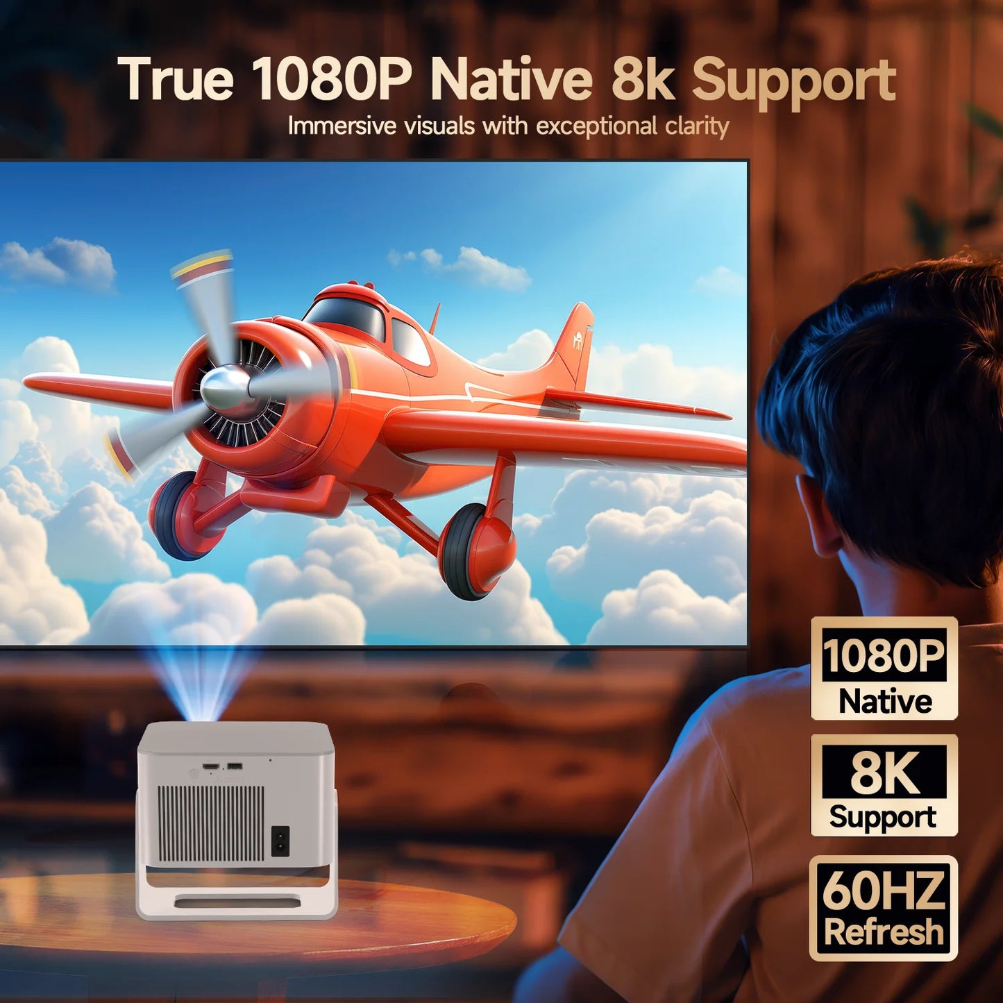 Portable Movie Projector Outdoor  With Wifi & BT