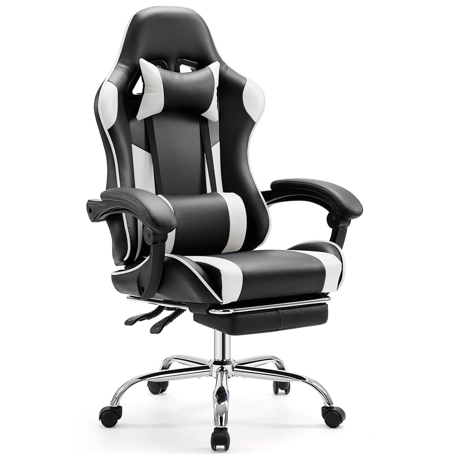 Chair Adjustable Swivel, Leather with Headrest and Lumbar Support