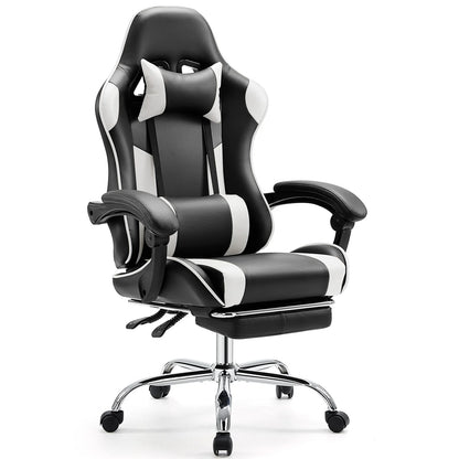 Chair Adjustable Swivel, Leather with Headrest and Lumbar Support